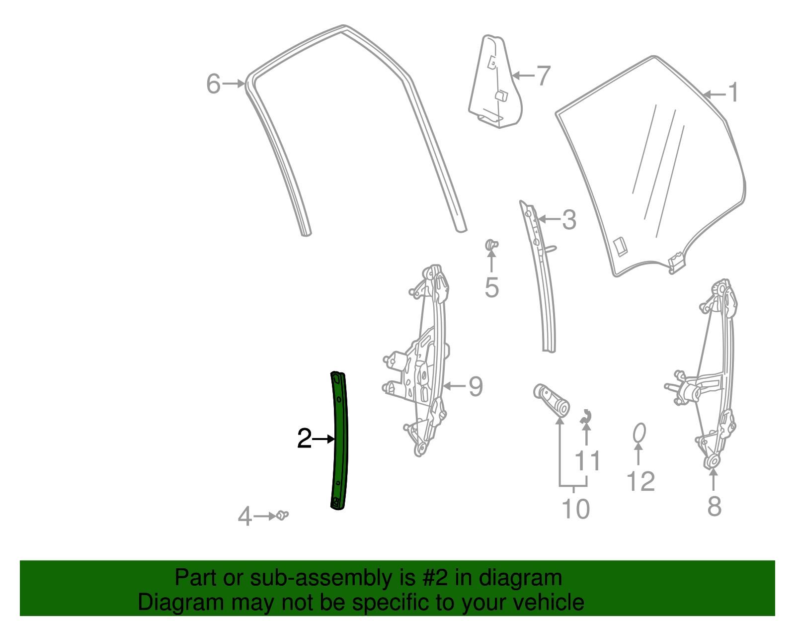 Channel Assembly, Rear S/D Wdo Front Lower - GM (09135954)