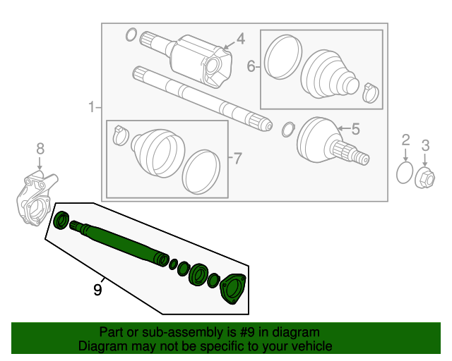 thumbnail interactive-video image 1 of CV Intermediate Shaft (Front Right) – 22901057, 20997747 – Fits Buick, Cadillac (Soillar) 1 of 4