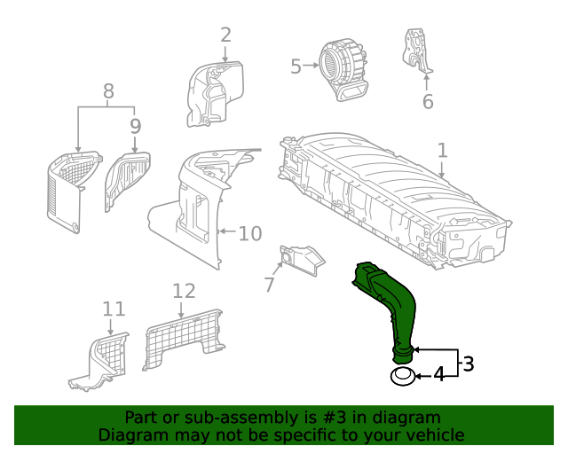 20212023 Toyota Venza Drive Motor Battery Compartment Cooling Fan Duct