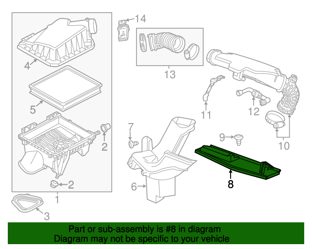2014-2019 Chevrolet Impala Front Intake Air Duct Deflector 