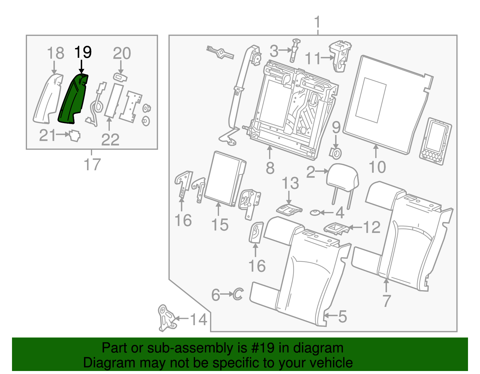 Rear Driver Side Seat Back Pad - Buick (90766993)