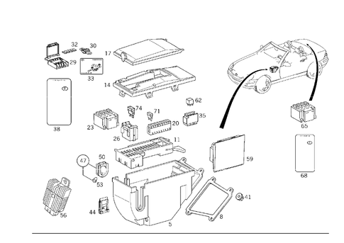 Fuse Cabinet, Fuse Box and Relay Unit for 1999 Mercedes-Benz SLK 230