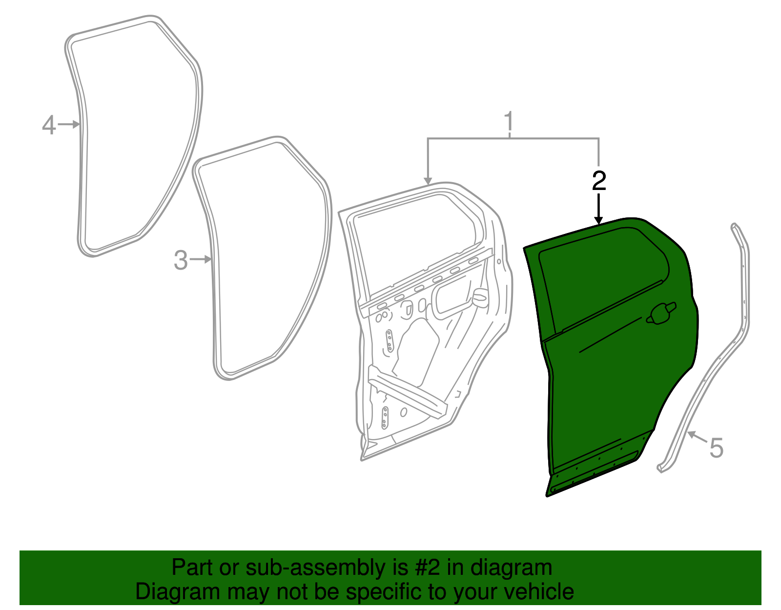 Driver Side Rear Door Outer Panel - GM (95129432)