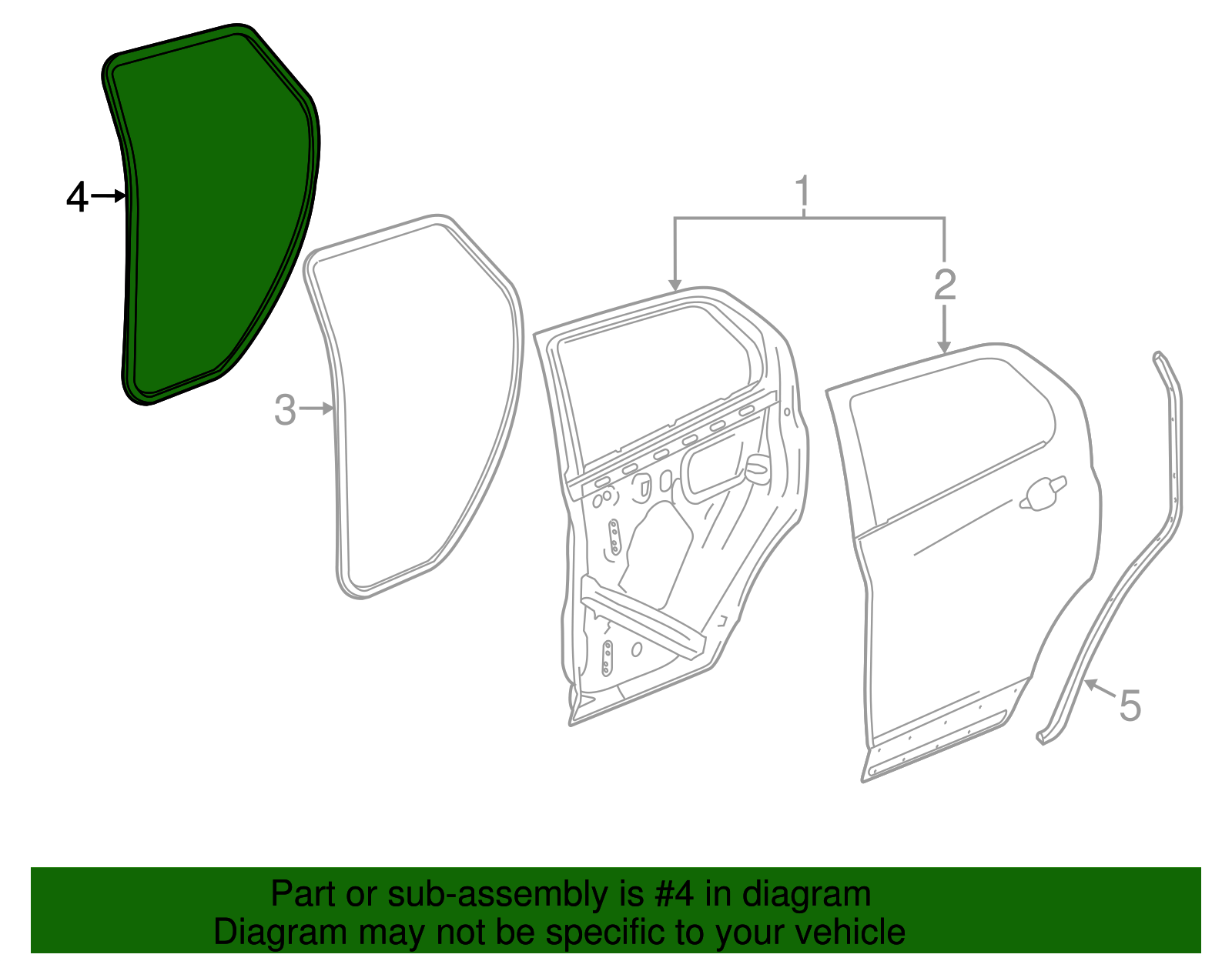Driver Side Rear Door Weatherstrip - GM (94550168)