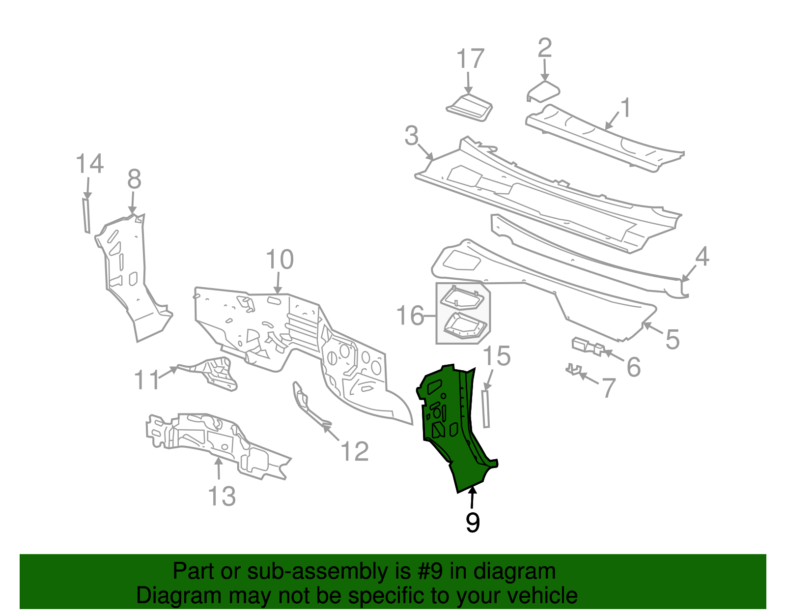 Driver Side Cowl Panel - GM (25932602)