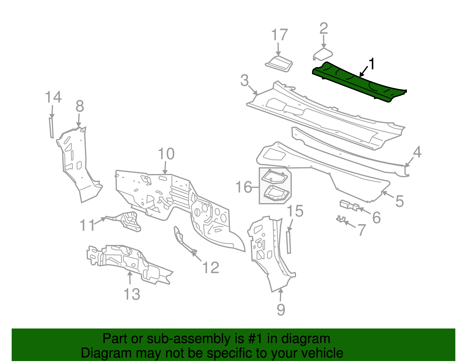 Primed Center Air Inlet Grille Panel - GM (19256401)