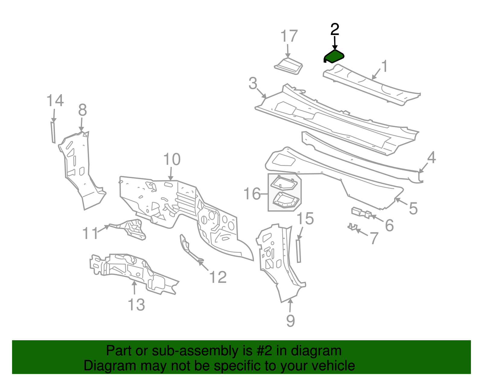 Black Passenger Side Air Inlet Grille Panel - GM (15135994)