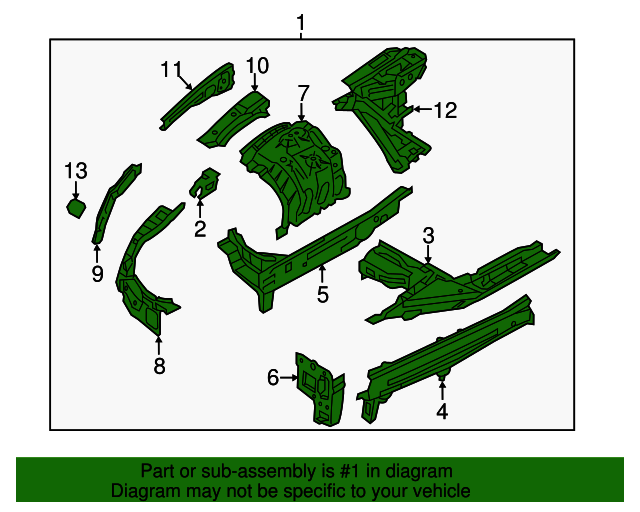 20152017 Hyundai Apron/Rail Assembly 64500B1000 QuirkParts
