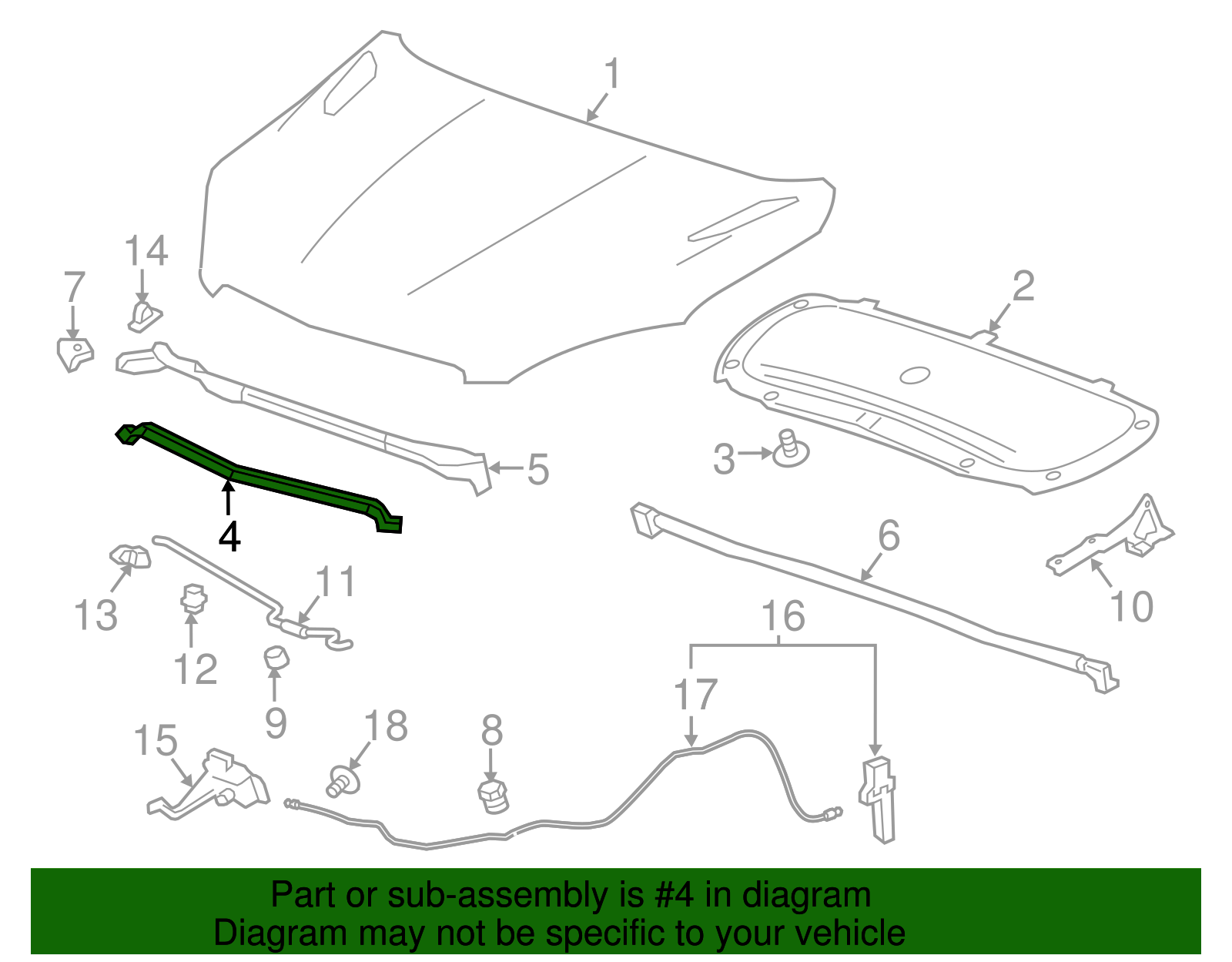 Hood Front Edge Weatherstrip - GM (95414448)