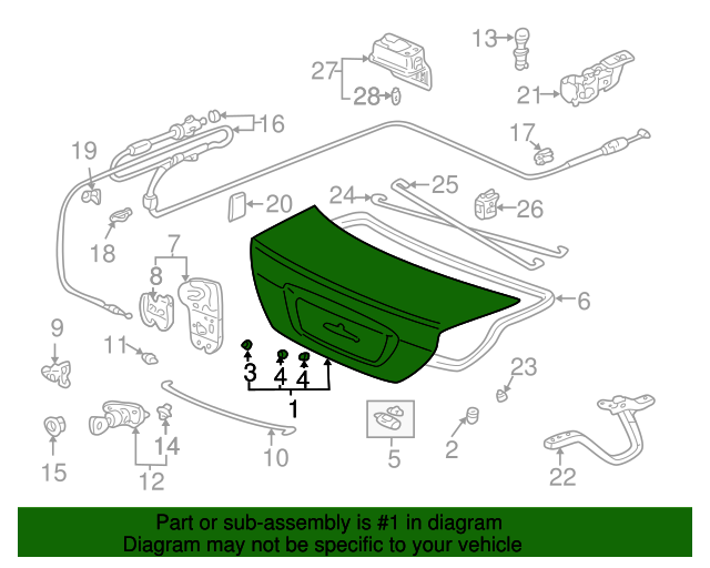 OEM 20012005 Honda Civic Lid, Trunk (DOT) 68500S5P305ZZ Majestic