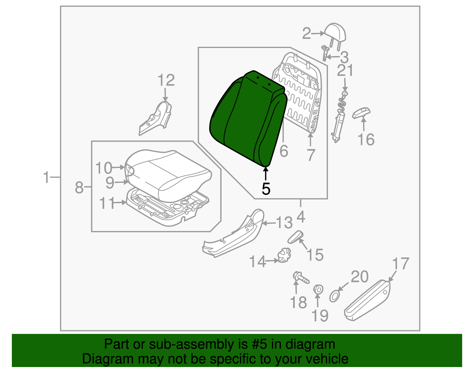 Black Driver Seat Back Cushion Cover - GM (96807803)