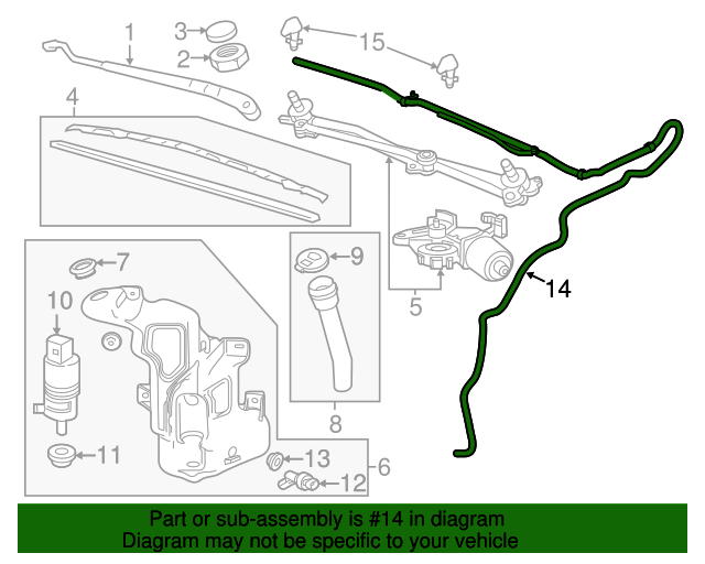 20112015 Chevrolet Volt Windshield Washer Pump Hose 22760473 GM