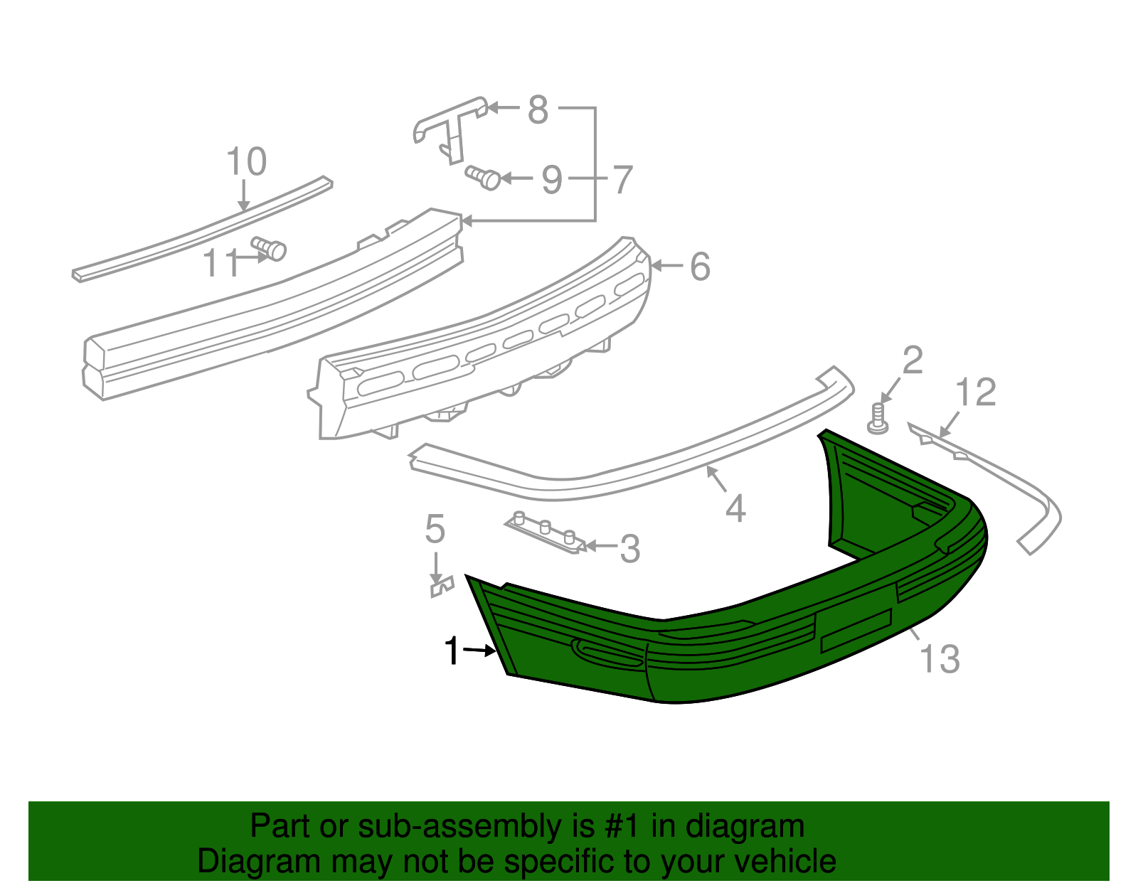 Rear Bumper Cover - GM (25651625)