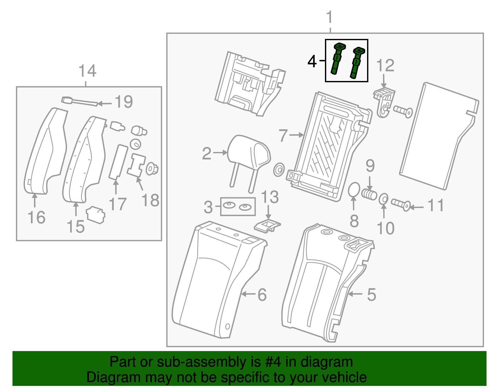 Light Neutral Rear Driver Side Seat Head Restraint Guide - GM (95970878)