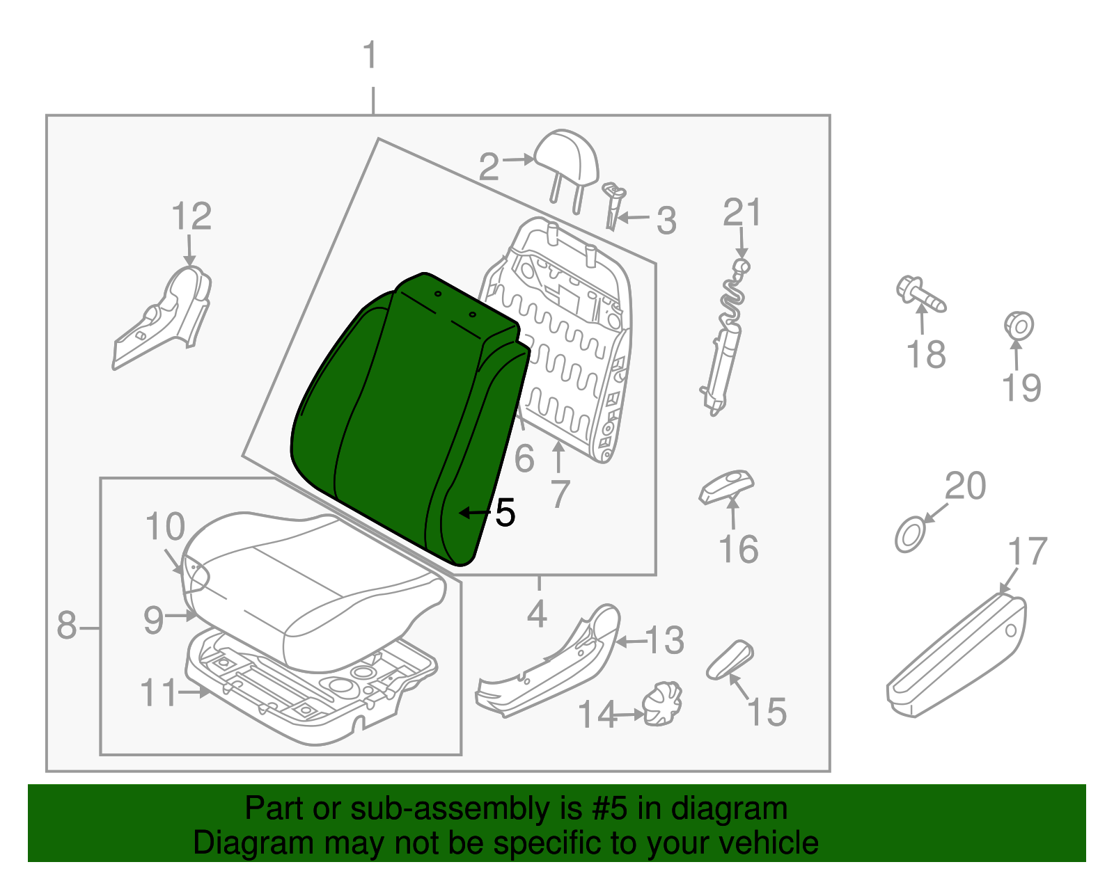 Black Passenger Seat Back Cushion Cover - GM (96807815)