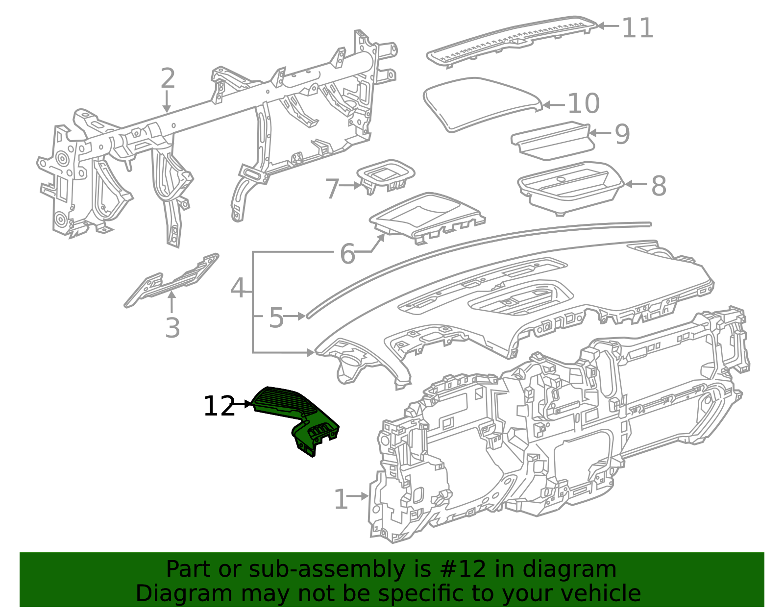 Black Radio Front Driver Side Speaker Grille - GM (84430012)