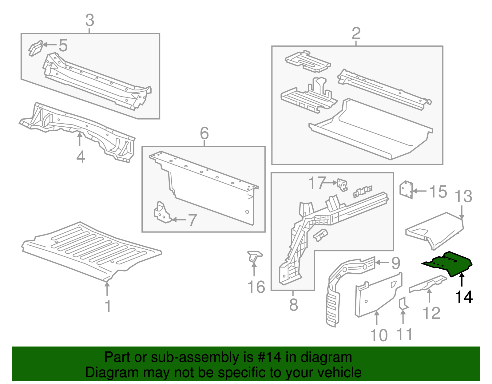 Rear Floor Panel Bracket - Cadillac (84146460)