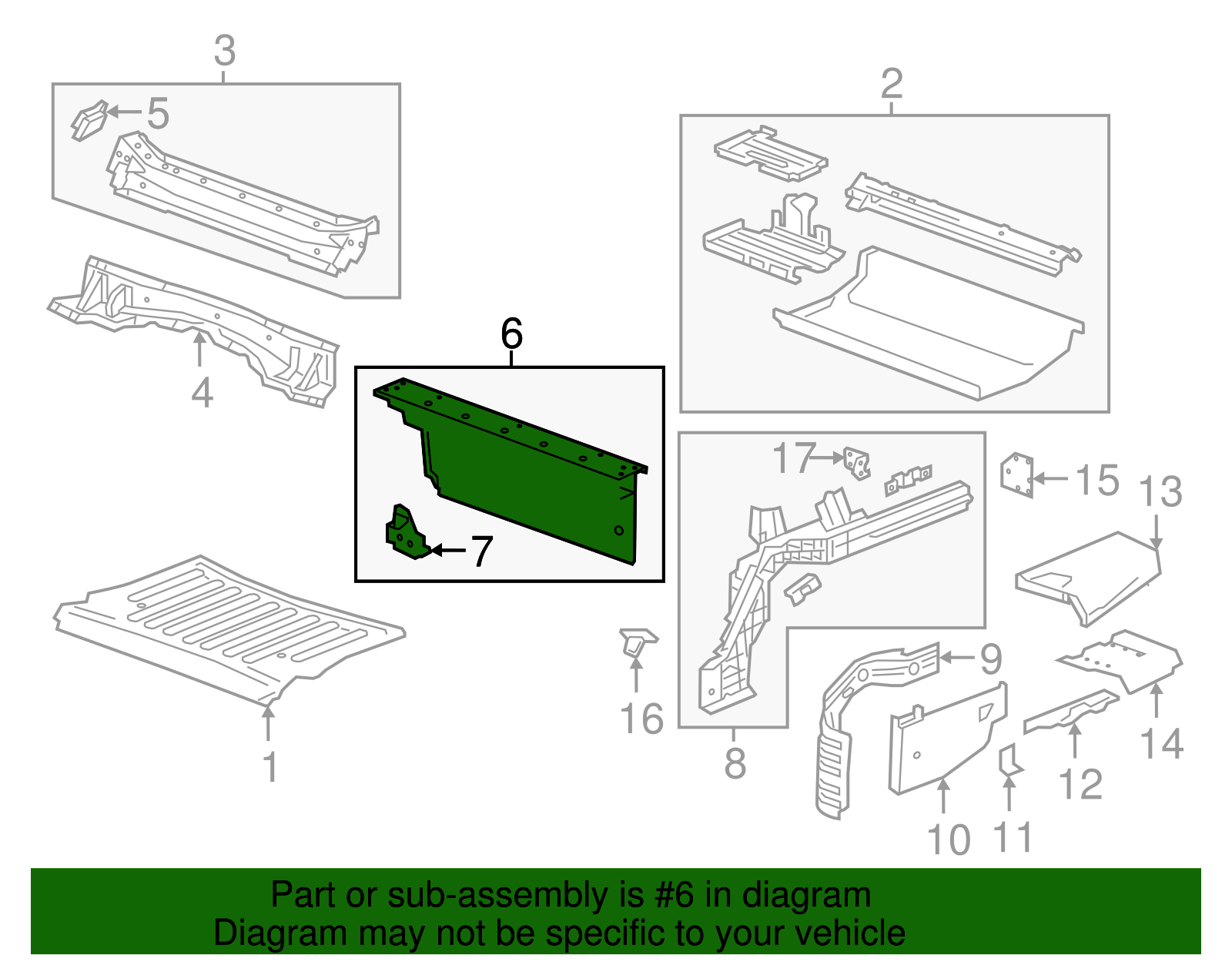 Passenger Side Floor Panel Number 6 Cross Bar - GM (84097484)