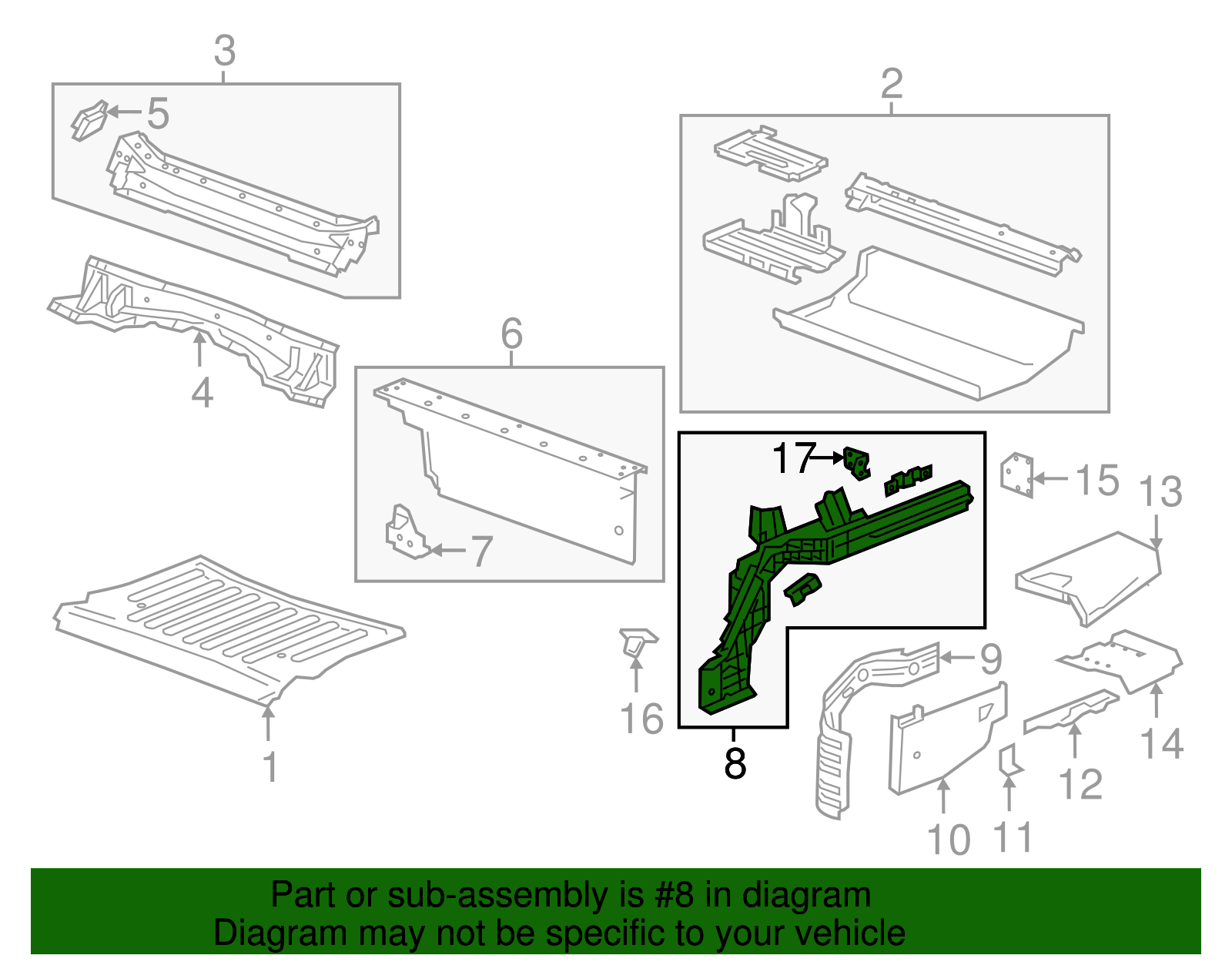 Rear Compartment Floor Panel Rail - GM (84011483)