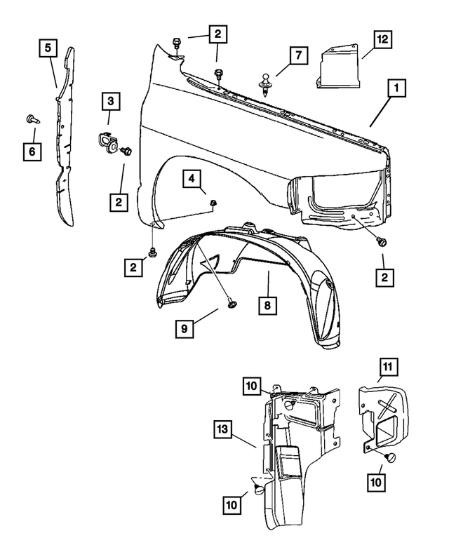 2003-2010 Dodge Wheelhouse Shield, Left 55276799AF | My Mopar Parts
