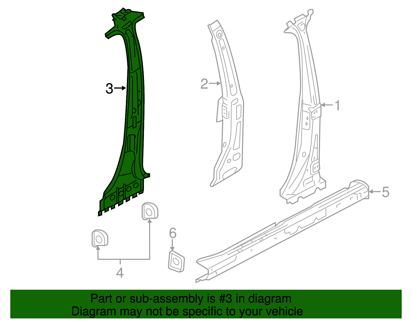 Inner Center Pillar - Volkswagen (7P0-809-444)
