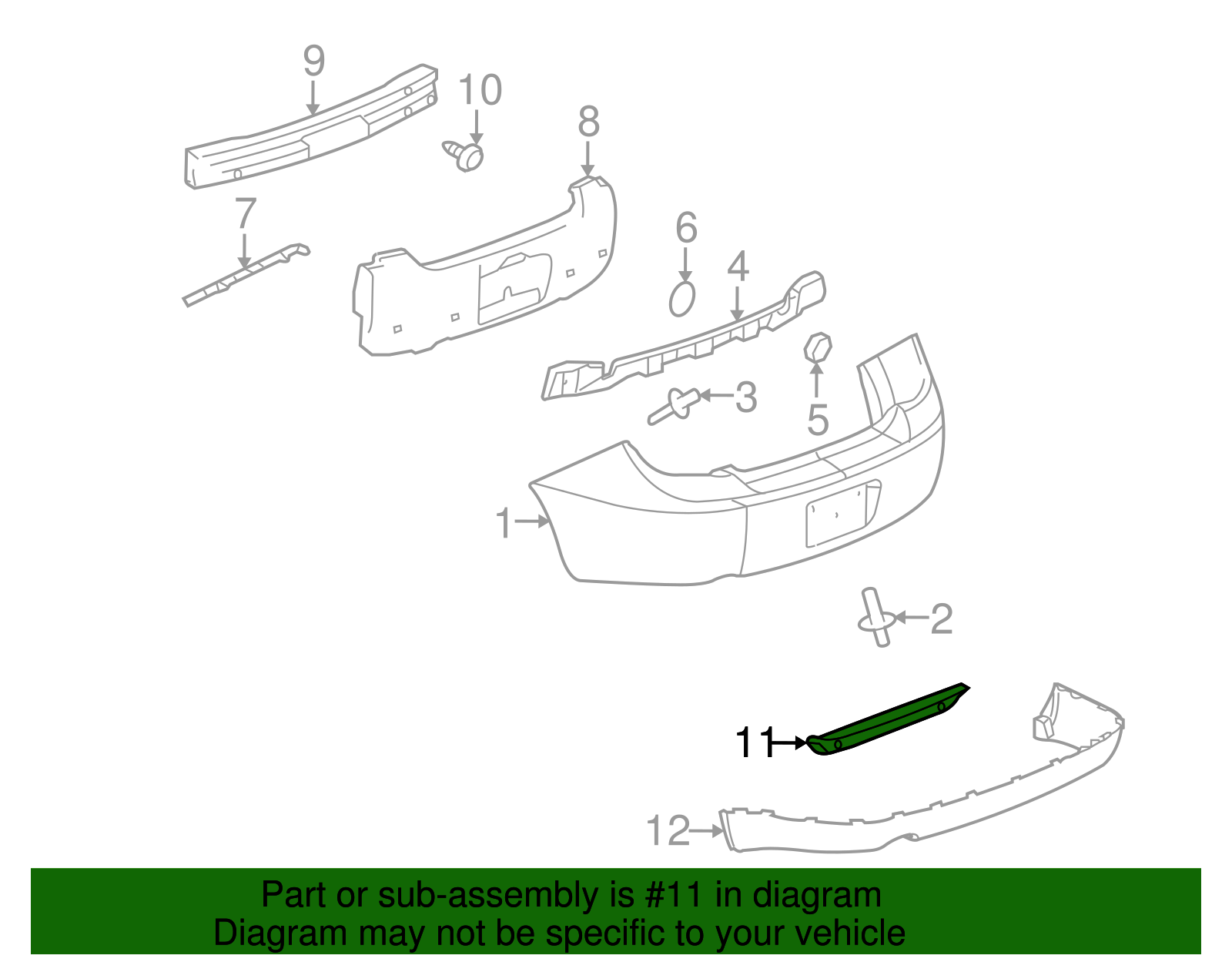 Black Rear Bumper Fascia Opening Insert - GM (15784684)