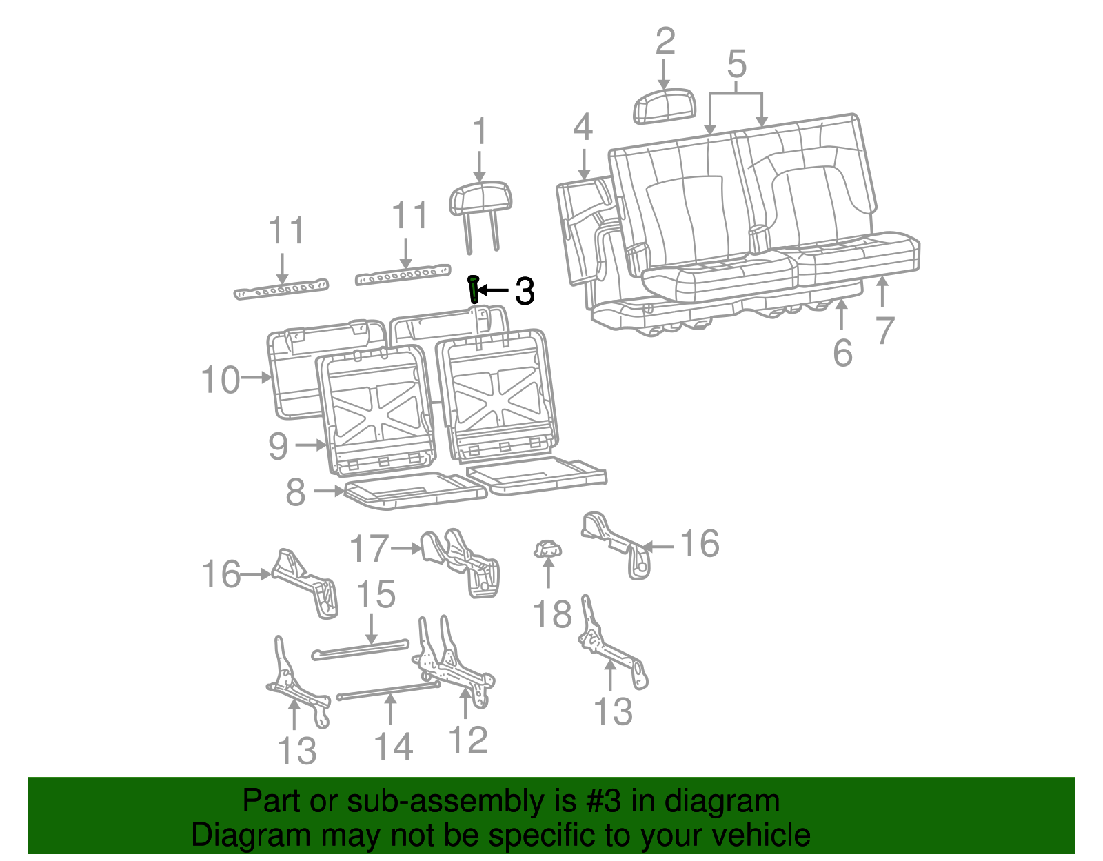 Light Gray Rear Seat Head Restraint Guide - GM (89043500)