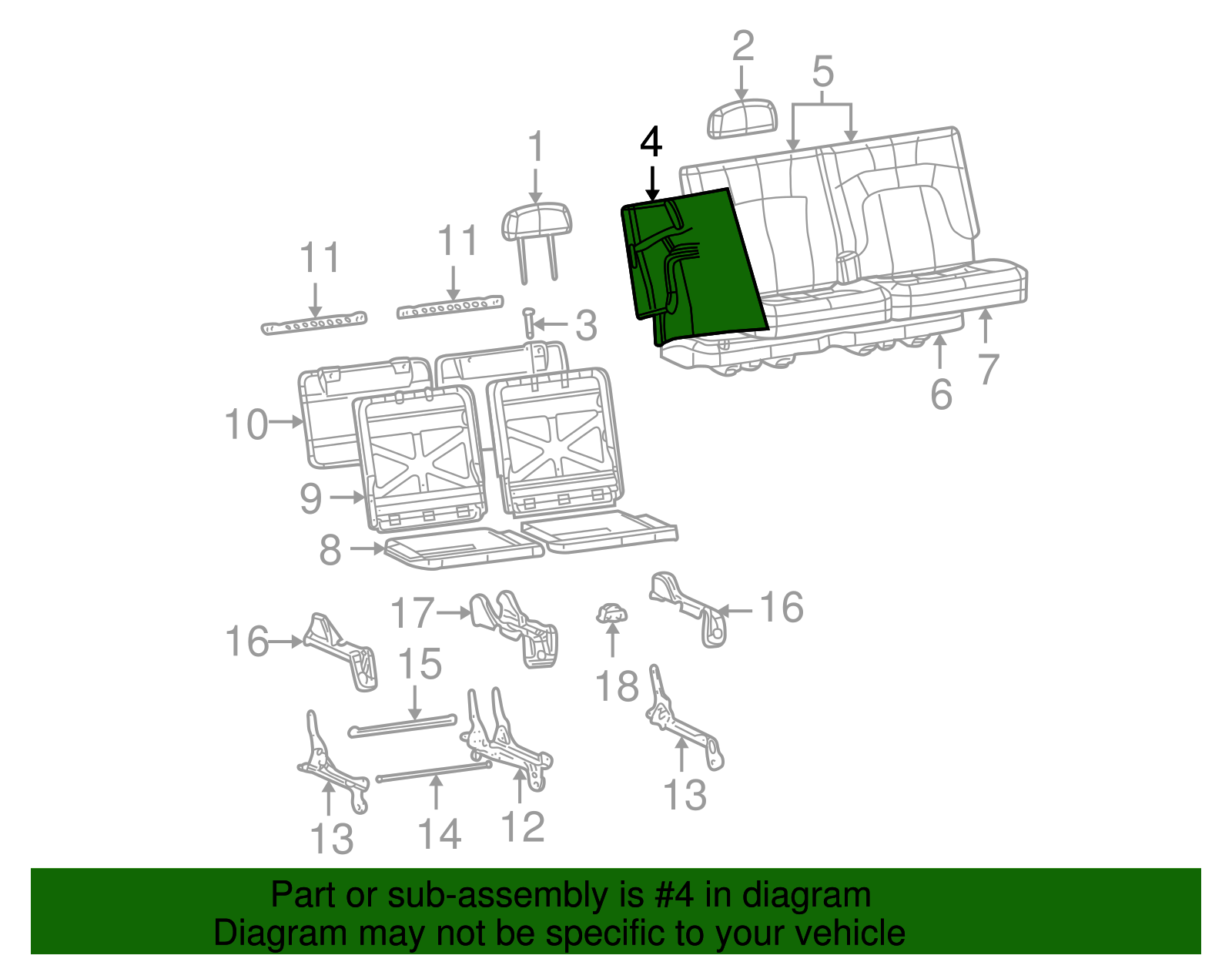 3rd Row Seat Back Pad - GM (89042287)