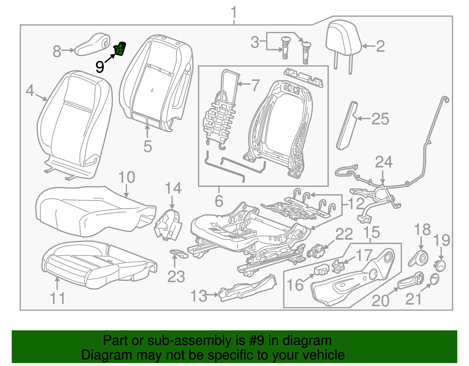 Driver Seat Armrest Bracket - GM (95077866)