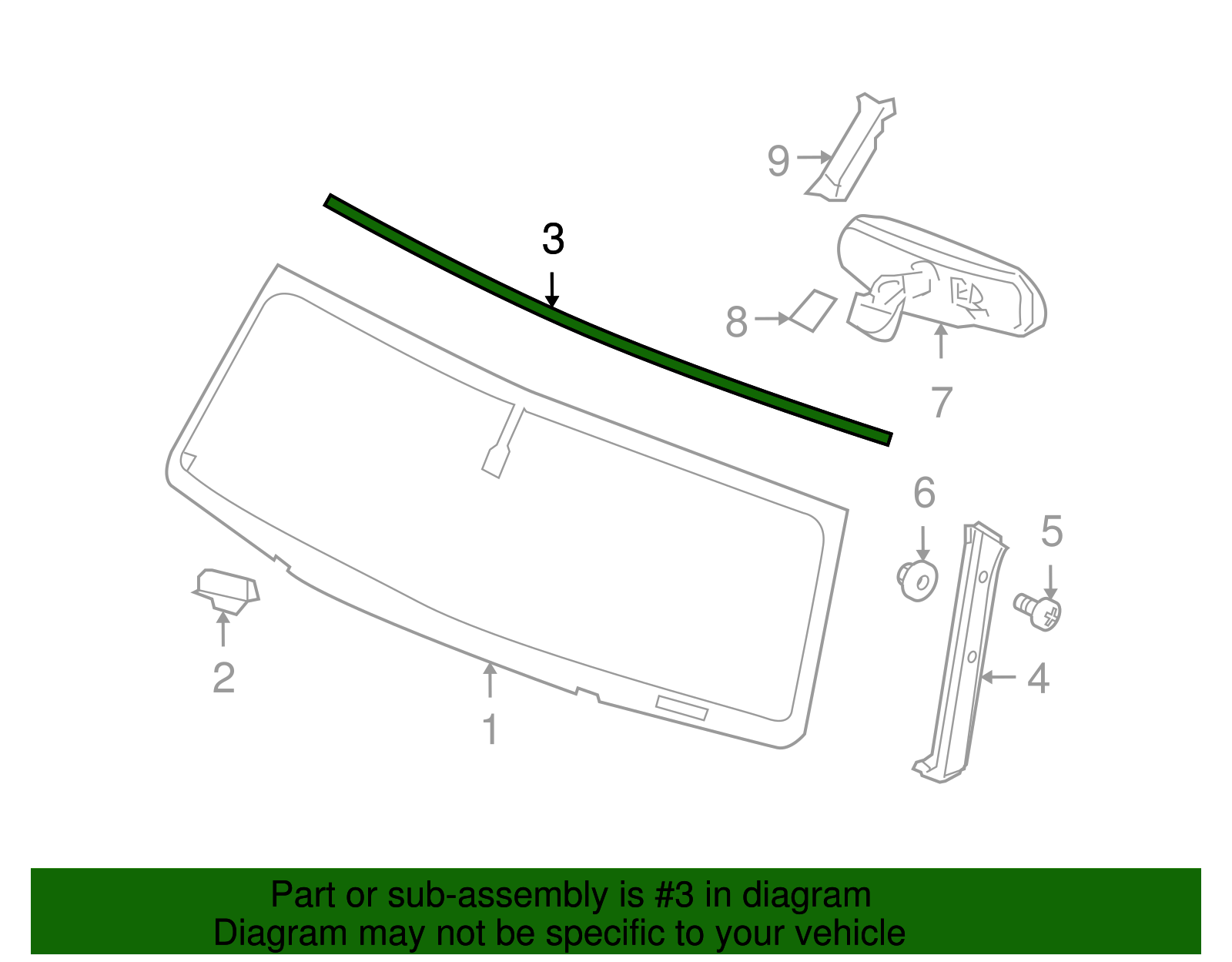 Molding, W/S Upper Rvl (15857806)