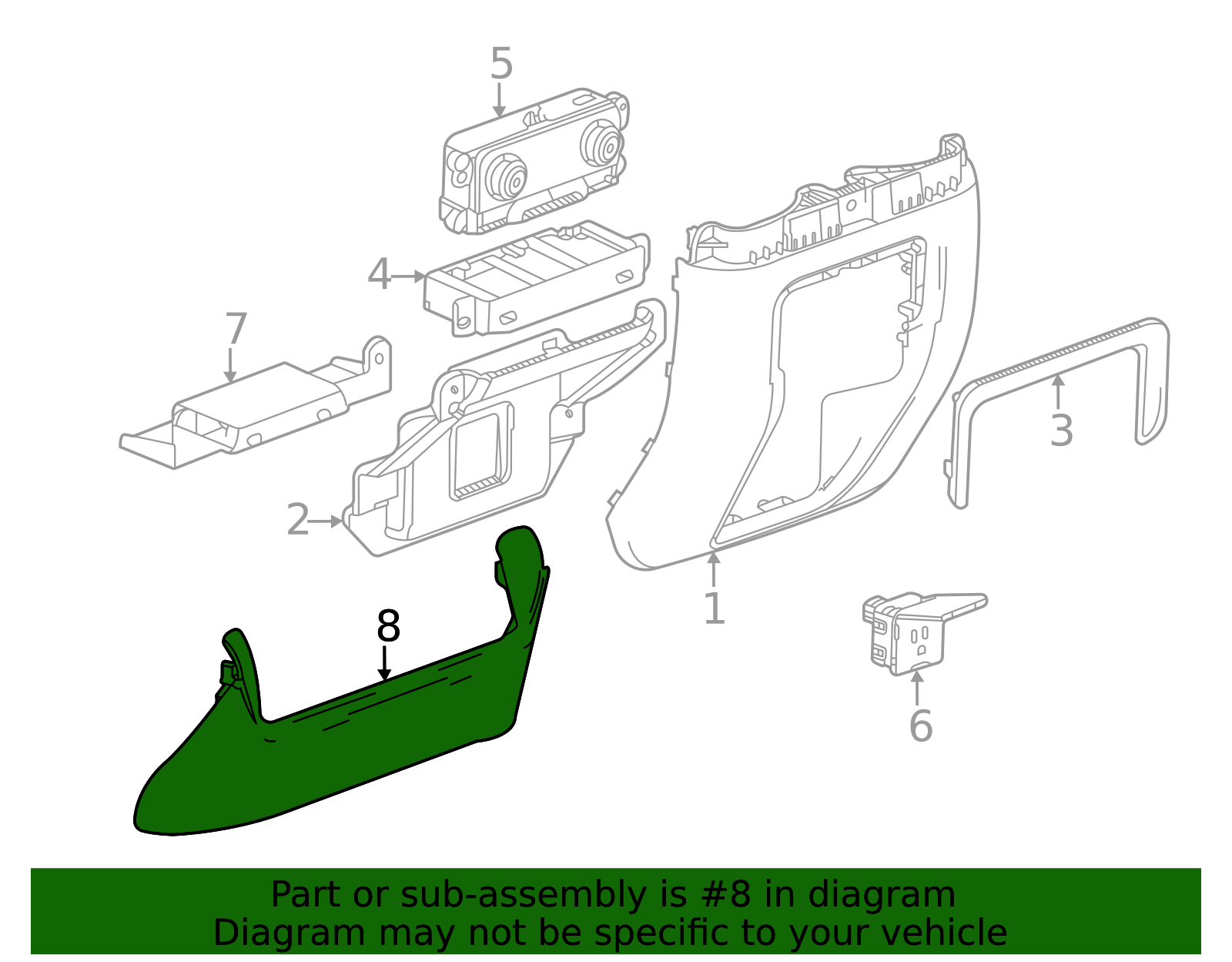 Black Front Floor Console Rear Trim Lower Panel - GM (84455715)