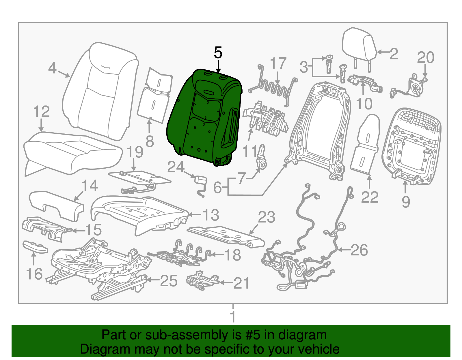 Driver Seat Back Pad - GM (84085982)