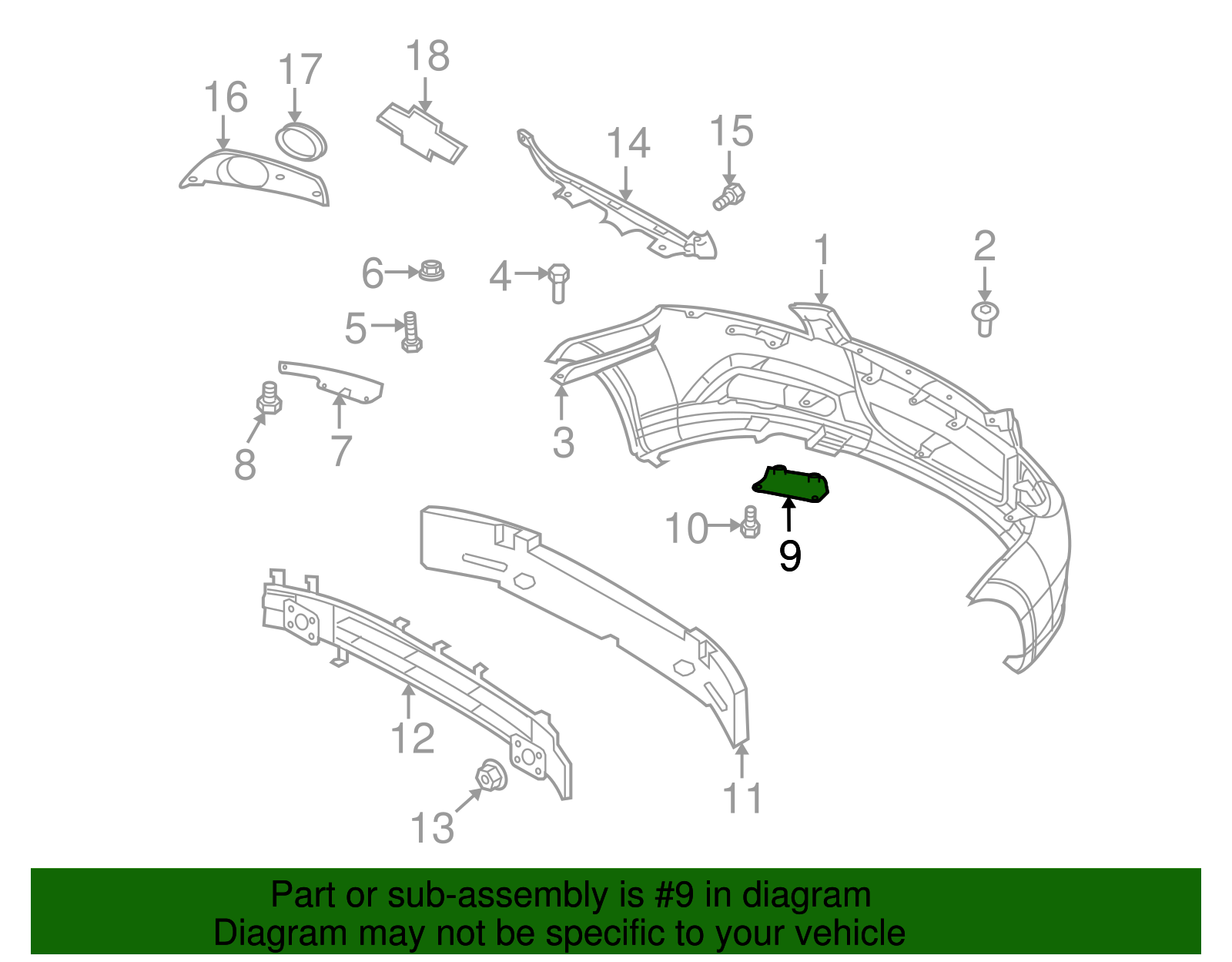 Front Driver Side Bumper Fascia Front Tow Hook Access Hole Cover - GM (96813882)