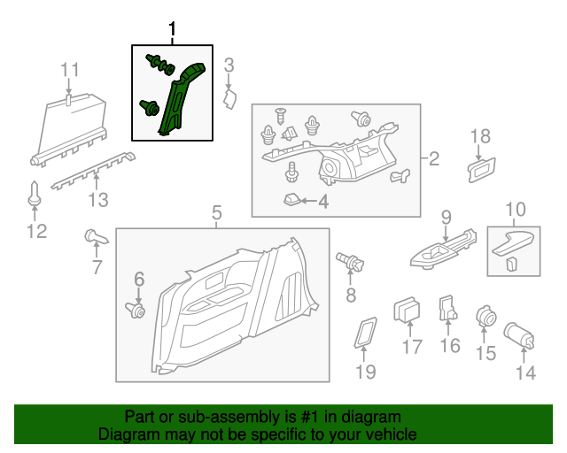 20112017 Honda Odyssey Garnish Assembly, R Quarter Pillar *NH686L
