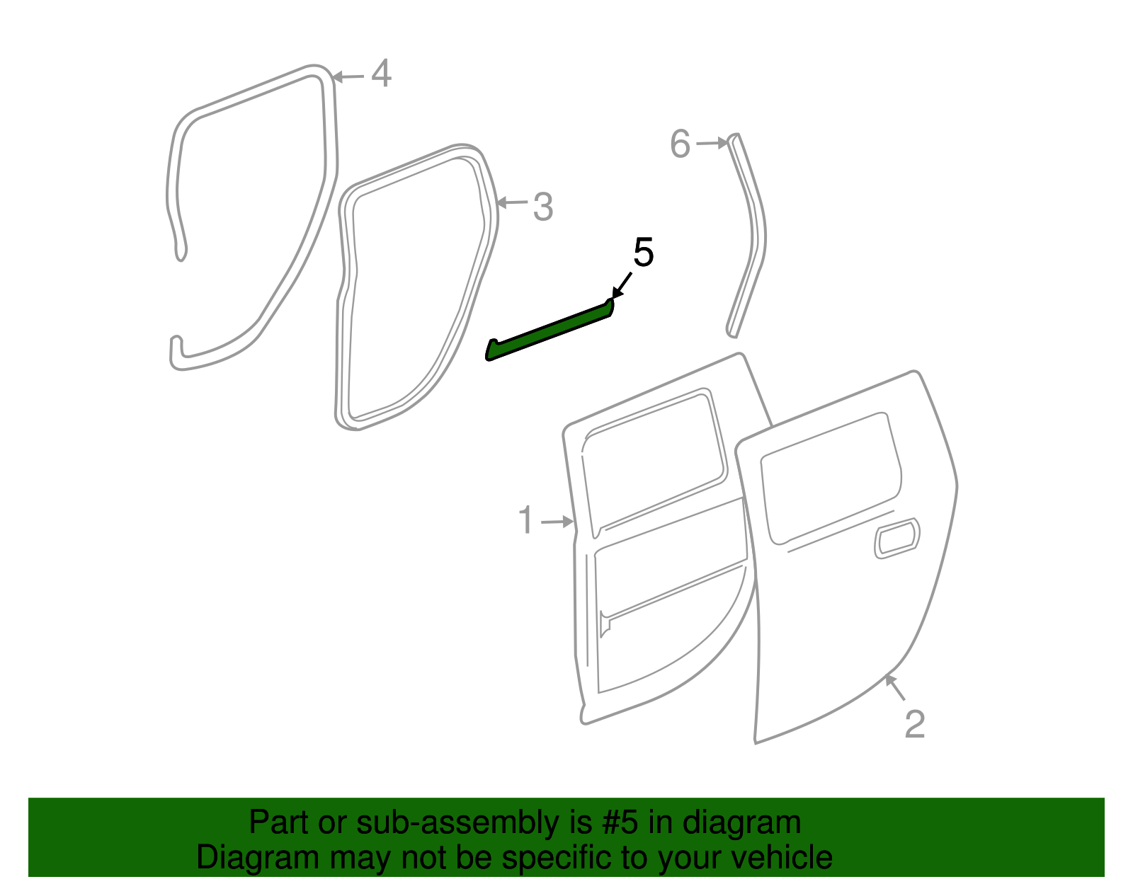 Driver Side Rear Door Window Outer Sealing Strip - GM (15101757)