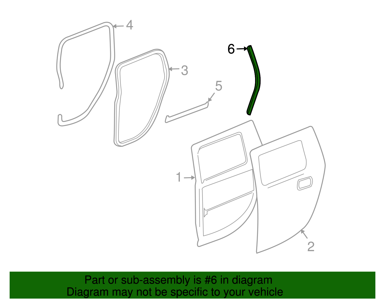 Driver Side Rear Door Rear Auxiliary Weatherstrip - GM (25868570)