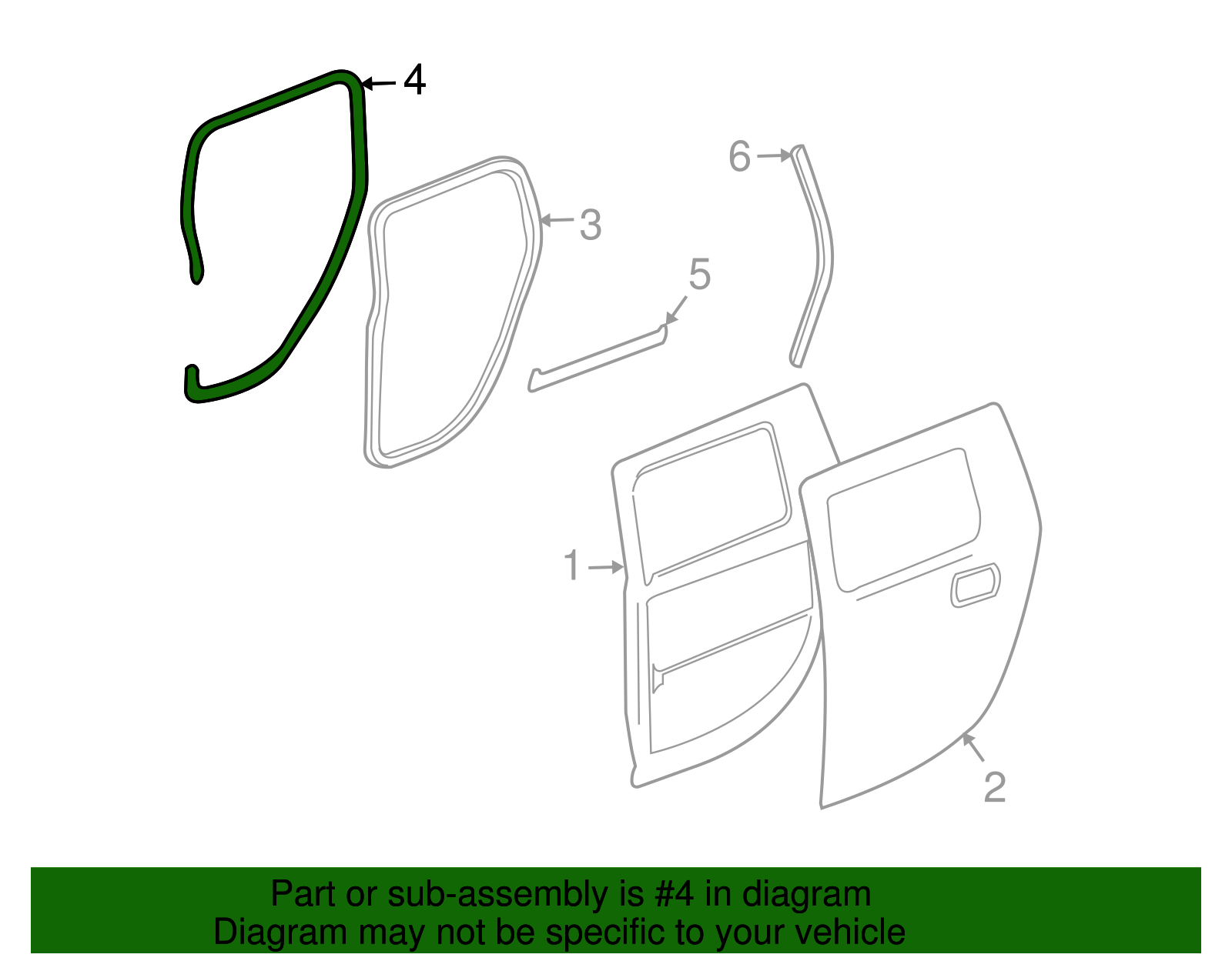 Driver Side Rear Door Auxiliary Weatherstrip - GM (25977404)