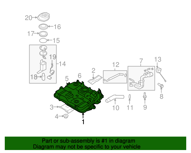 20072010 Kia Rondo Fuel Tank 311301D500 QuirkParts