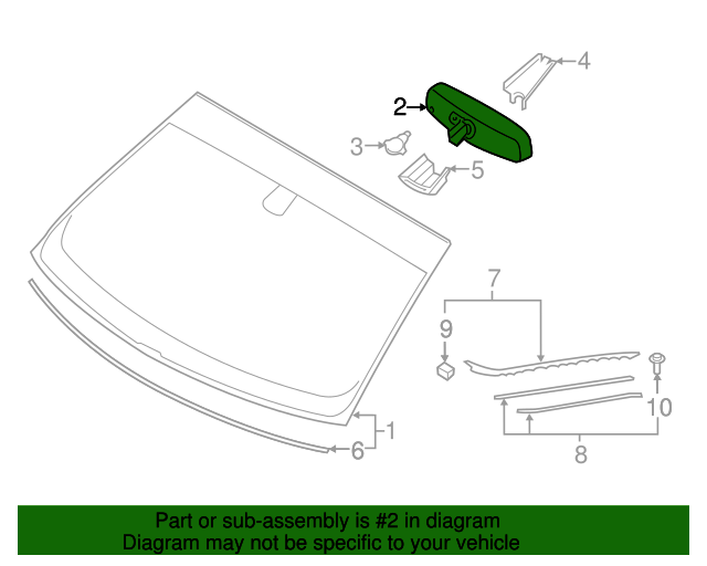 Genuine OEM Ford Part Mirror Assembly Rear View Inner GU5Z17700K