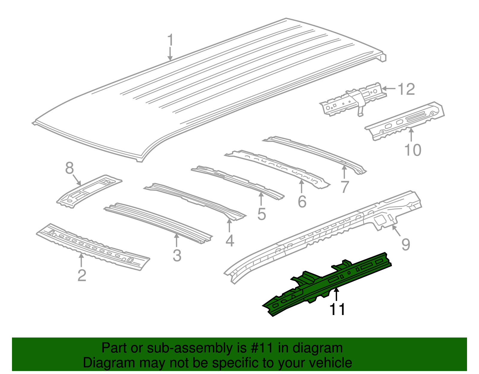 Driver Side Roof Inner Side Rail - GM (84308332)