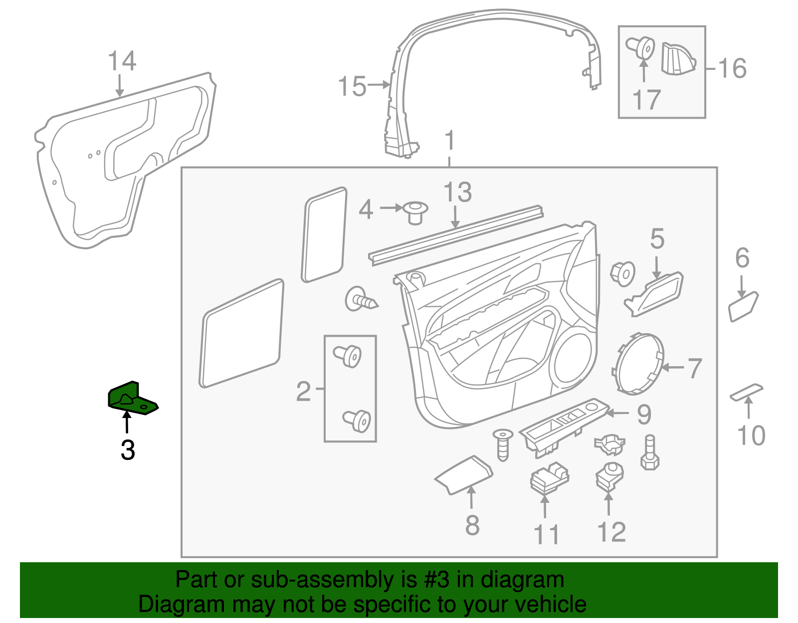 Front Driver Side Door Trim Bracket - GM (96992585)