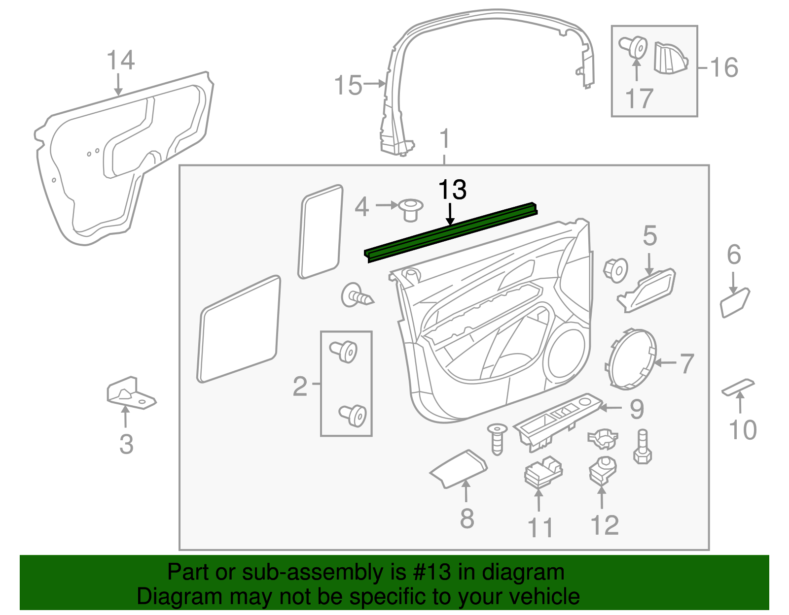 Passenger Side Front Door Window Inner Sealing Strip - GM (96845923)