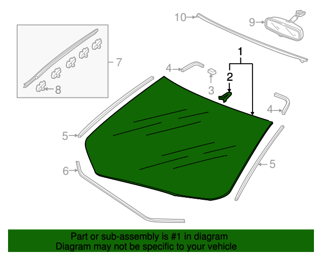73111SZT306 Glass Set, Front Windshield (Coo)(Green) (Nippon Safety