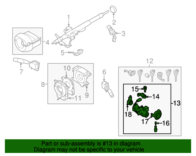 83191FG050 Ignition Lock Cylinder 20112013 Subaru Subaru Parts Deals