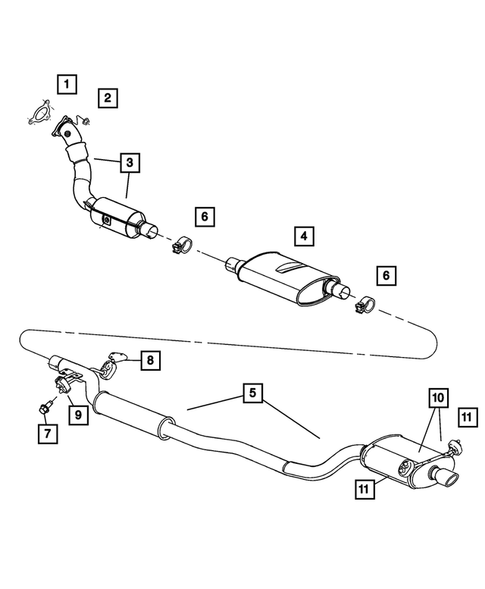 thumbnail image 2 of Complete Exhaust System For Chrysler Pacifica 3.5L 2004-2006 - Front & Rear Mufflers 2 of 12