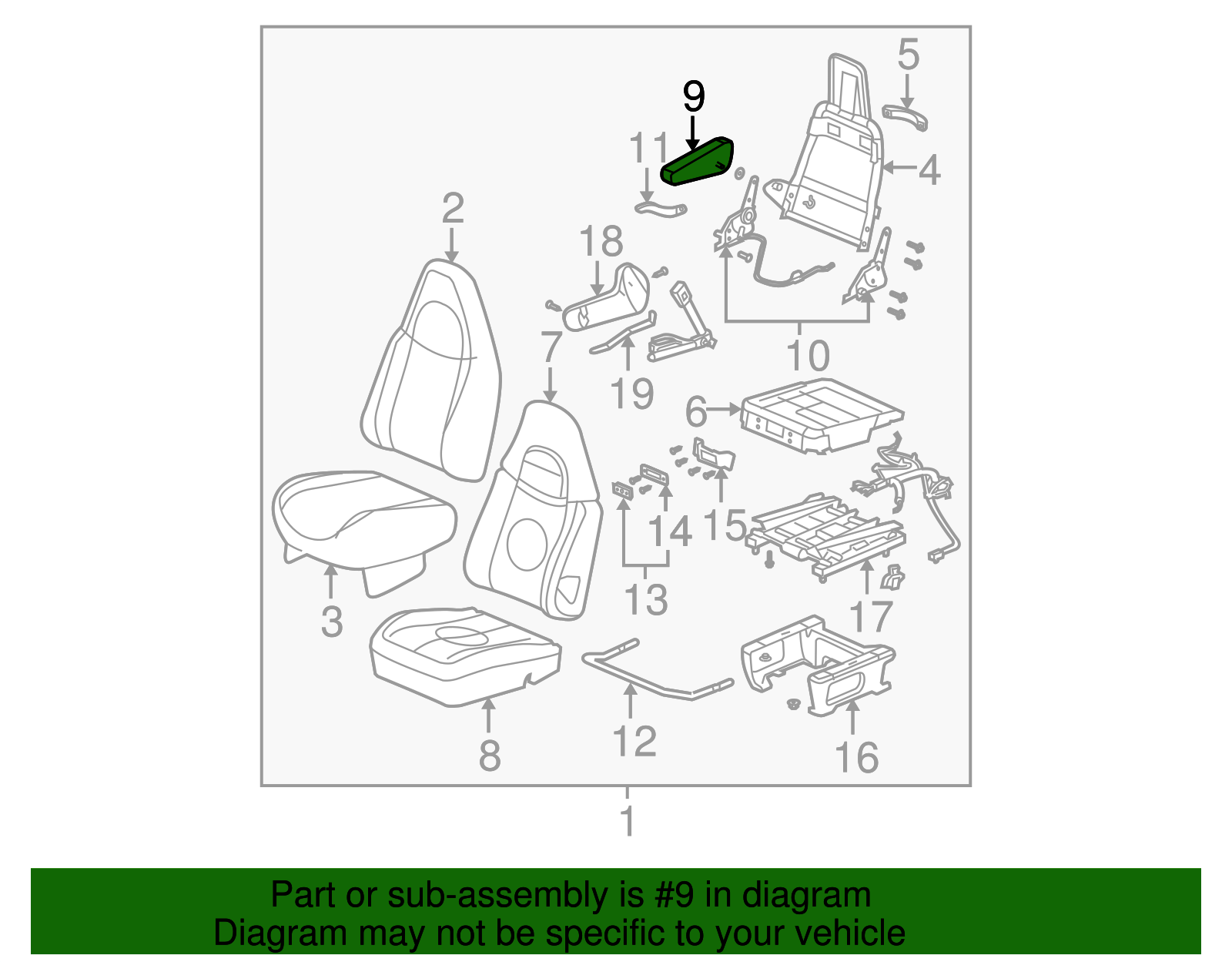 Pewter Passenger Seat Armrest - GM (89042022)