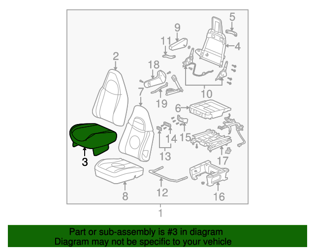 20072008 GM Medium Dark Pewter II Front Seat Cushion Cover 89040971