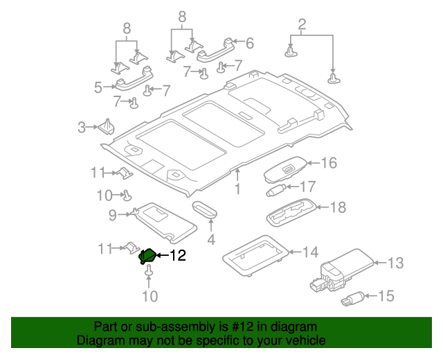 Genuine OEM Sun-Visor Retainer Part# LR001767 Fits 2008 Land Rover LR2 ...