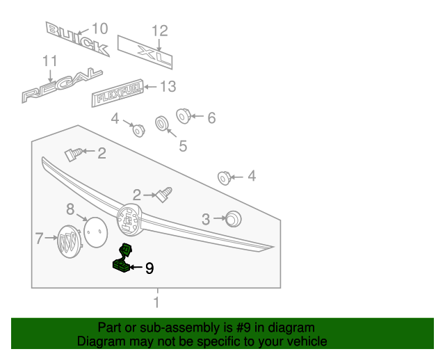 20112016 Buick Regal Trunk Lid Release Switch 13422268 GM