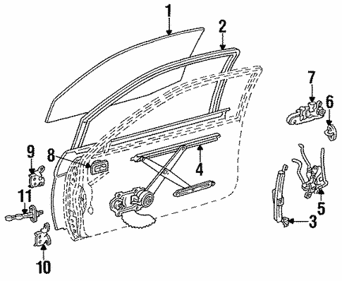 Glass - Front Door for 1993 Toyota Tercel #1